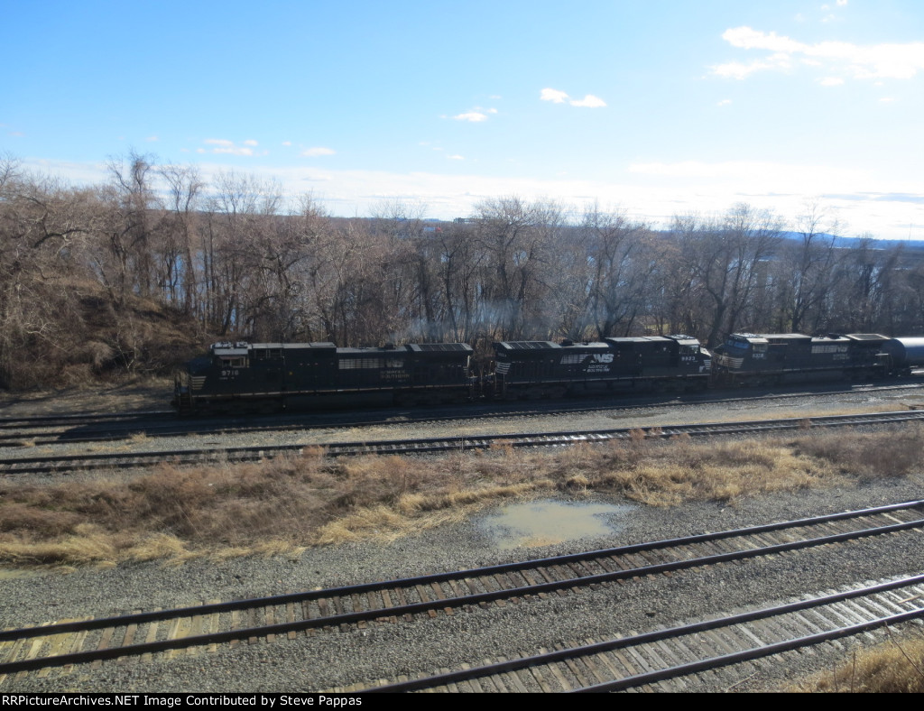 NS 9716 leading a train out of Enola yard
